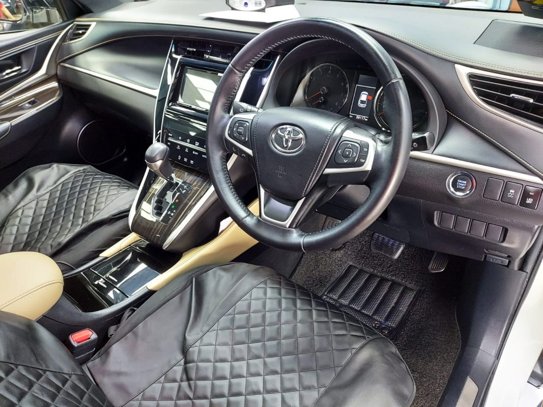 The Toyota Harrier Elegance parked in the workshop, freshly coated.