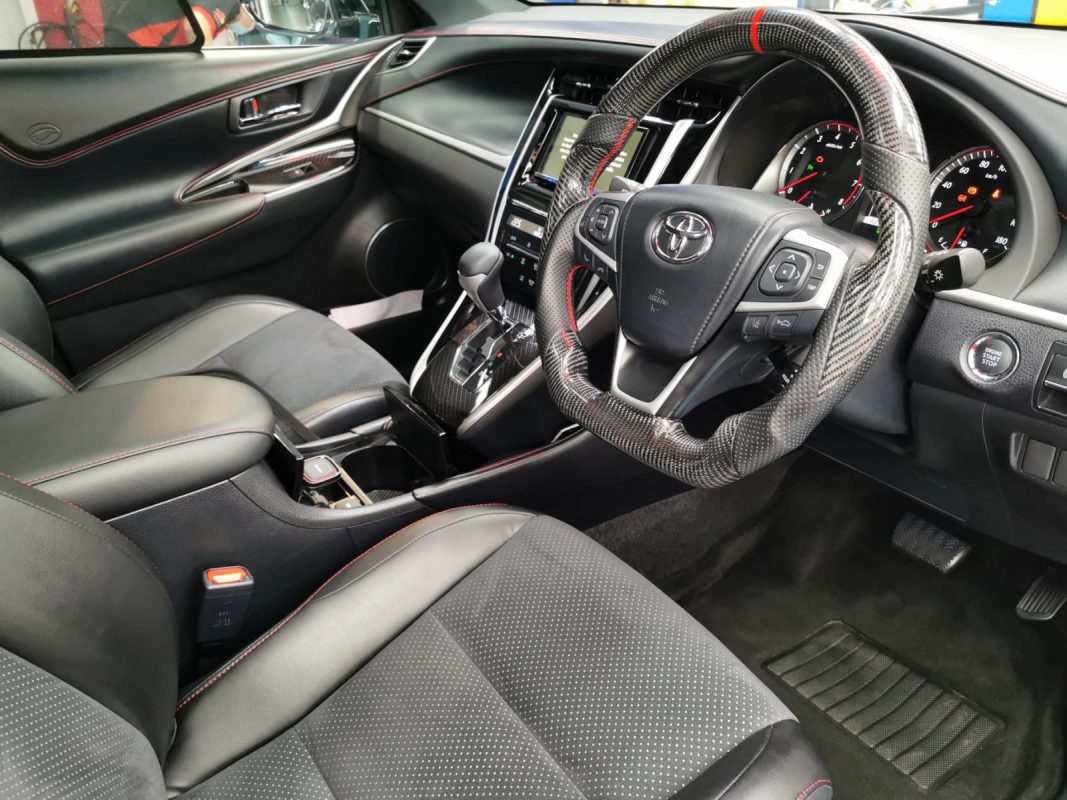 The Toyota Harrier parked in the workshop, freshly coated.