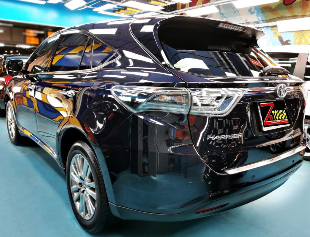 Rear quarter of the Toyota Harrier, glossy and protected.