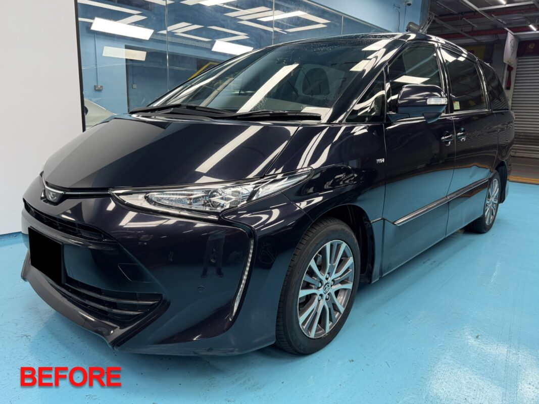 The Toyota Previa Aeras on Day 7, finished and gleaming in the workshop.