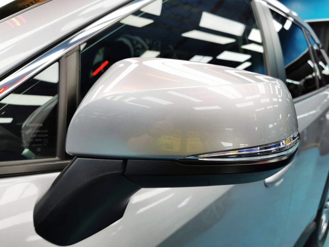Front three-quarter view of the Toyota RAV4 after coating.