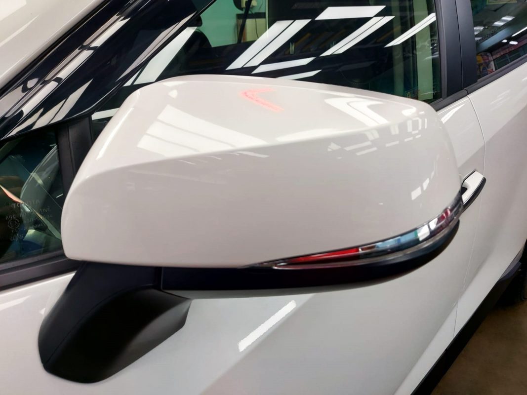 Side panel of the Toyota RAV4 with the titanium finish locked in.