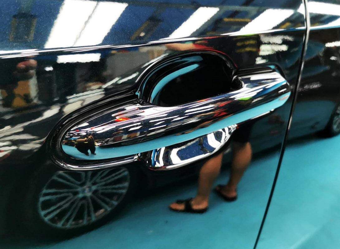 Front three-quarter view of the Toyota RAV4 after coating.