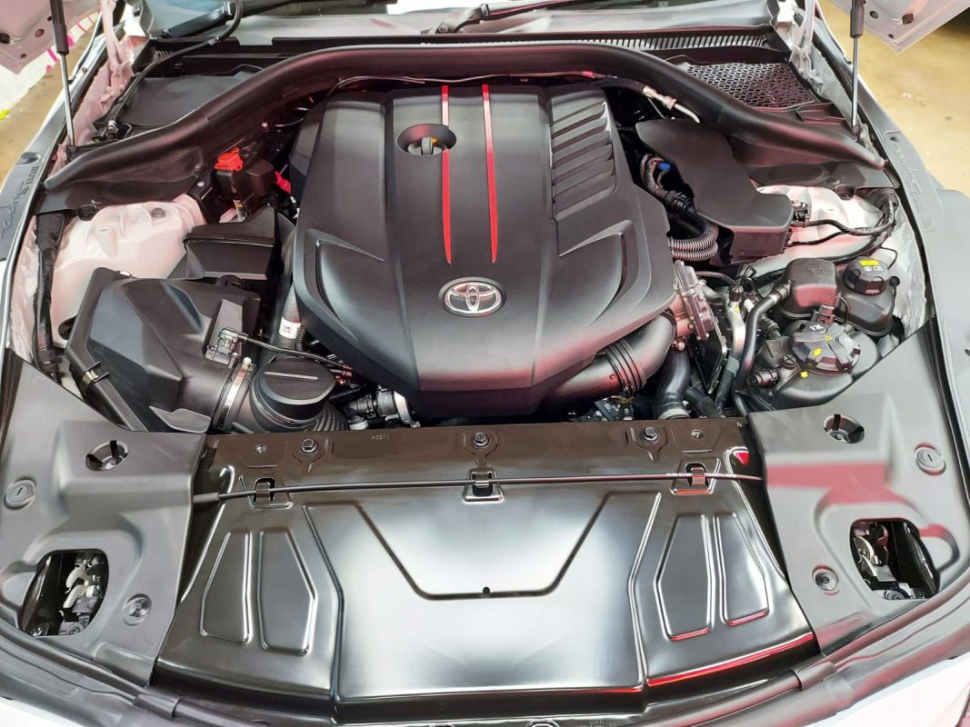 Detail of the Toyota Supra RZ's bodywork sealed with ZeTough Ceramic.