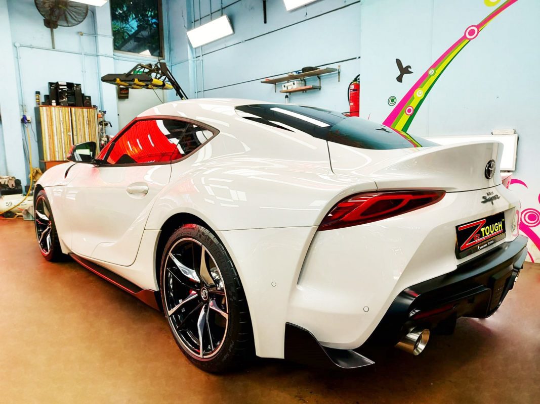 Front three-quarter view of the Toyota Supra RZ after coating.