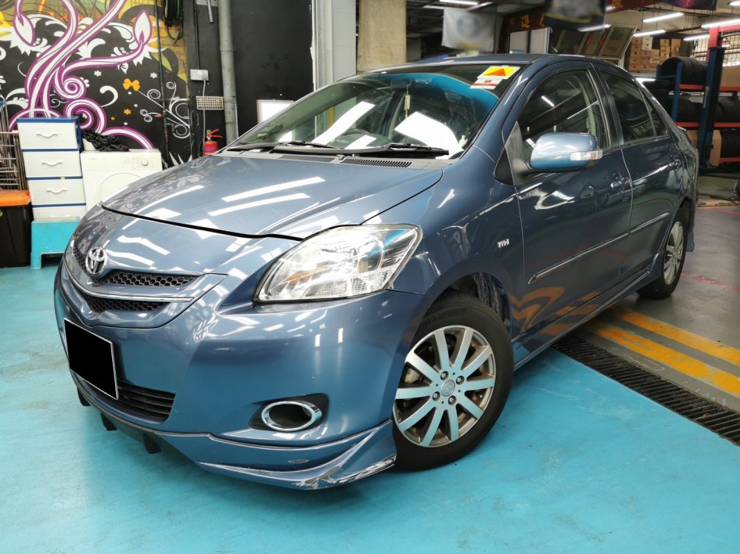 The Toyota Vios as it arrived at Revol Carz before the respray.