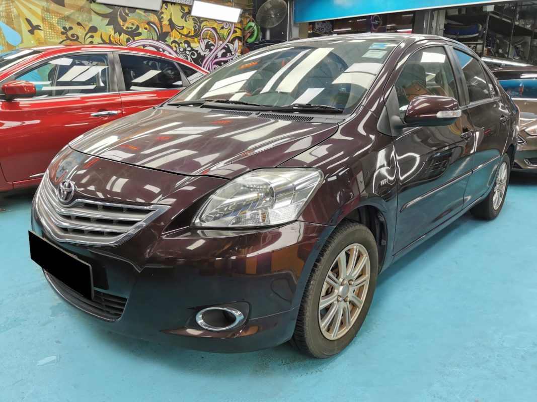 The Toyota Vios as it arrived at Revol Carz before the respray.