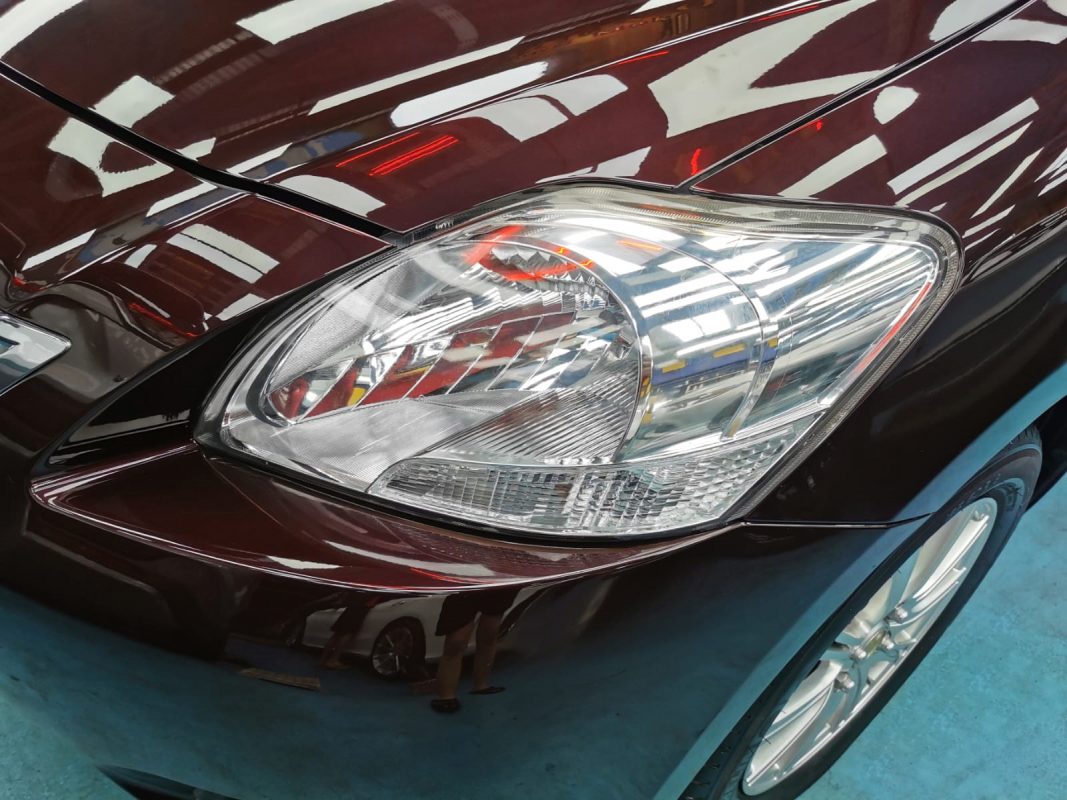 Glossy body panels on the Vios after the ceramic coating.