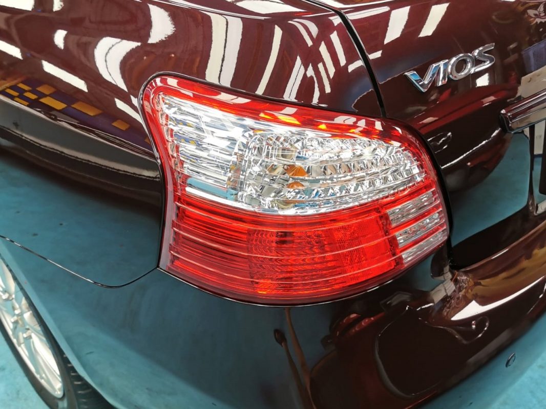 A finished detail of the resprayed Vios.