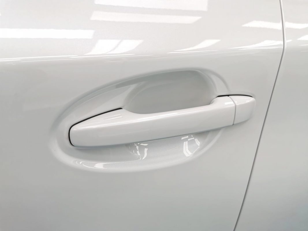 Front three-quarter view of the Toyota Wish after coating.