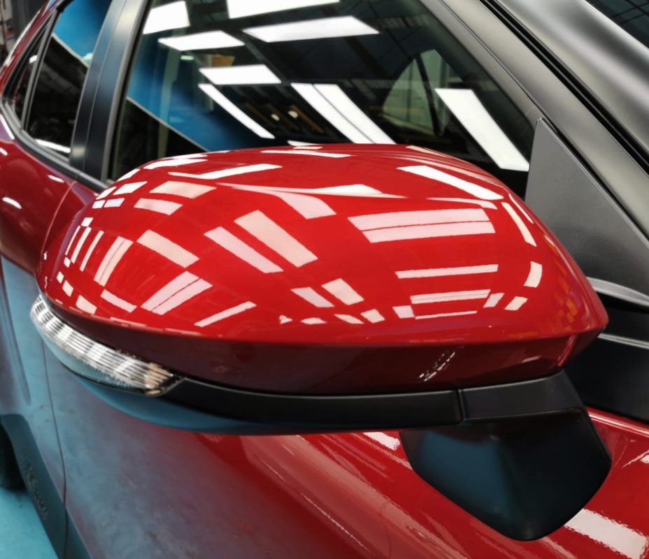 Side panel of the Toyota Yaris with the ceramic finish locked in.
