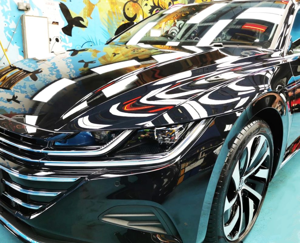 The Volkswagen Arteon from a side angle after the ceramic coating.
