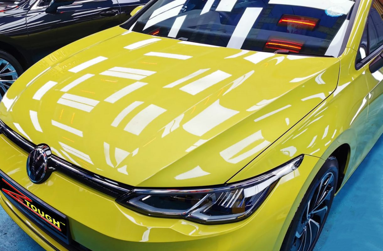 The Volkswagen Golf from a side angle after the titanium coating.