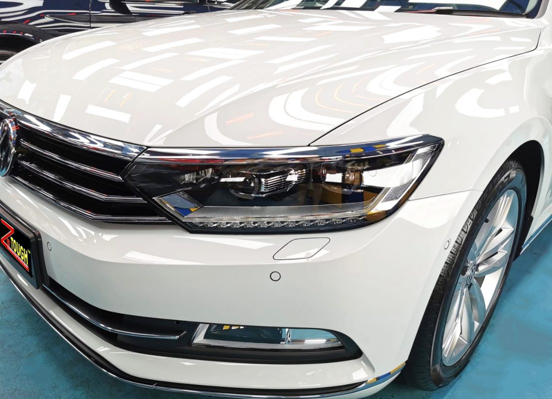 The Volkswagen Passat from a side angle after the titanium coating.