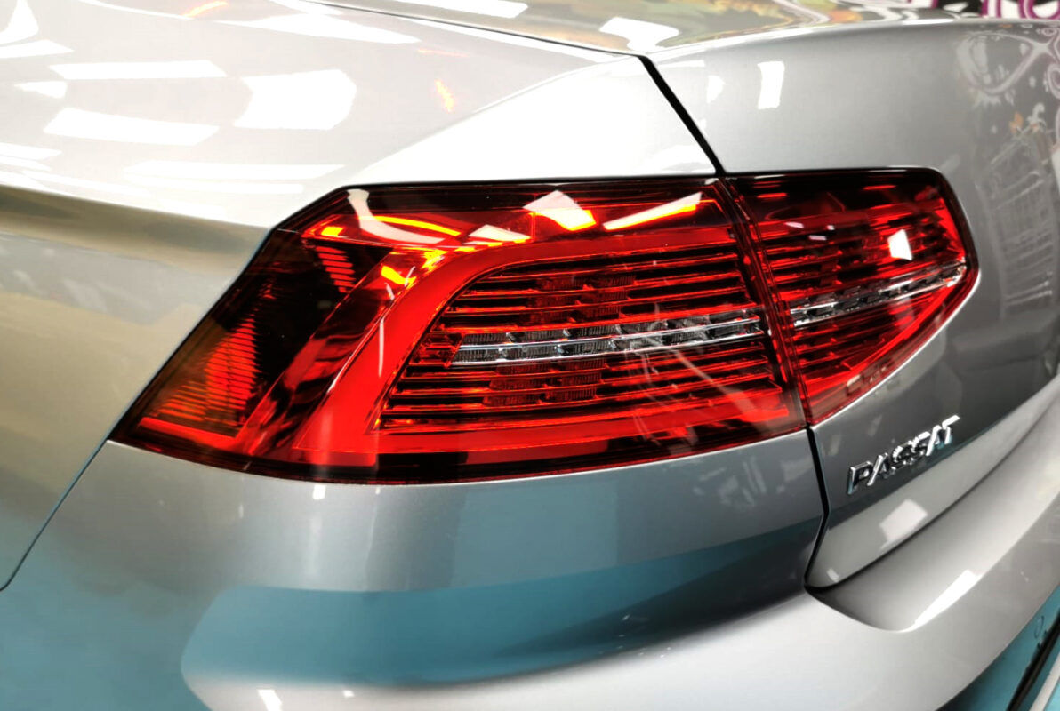 Rear quarter of the Volkswagen Passat, glossy and protected.
