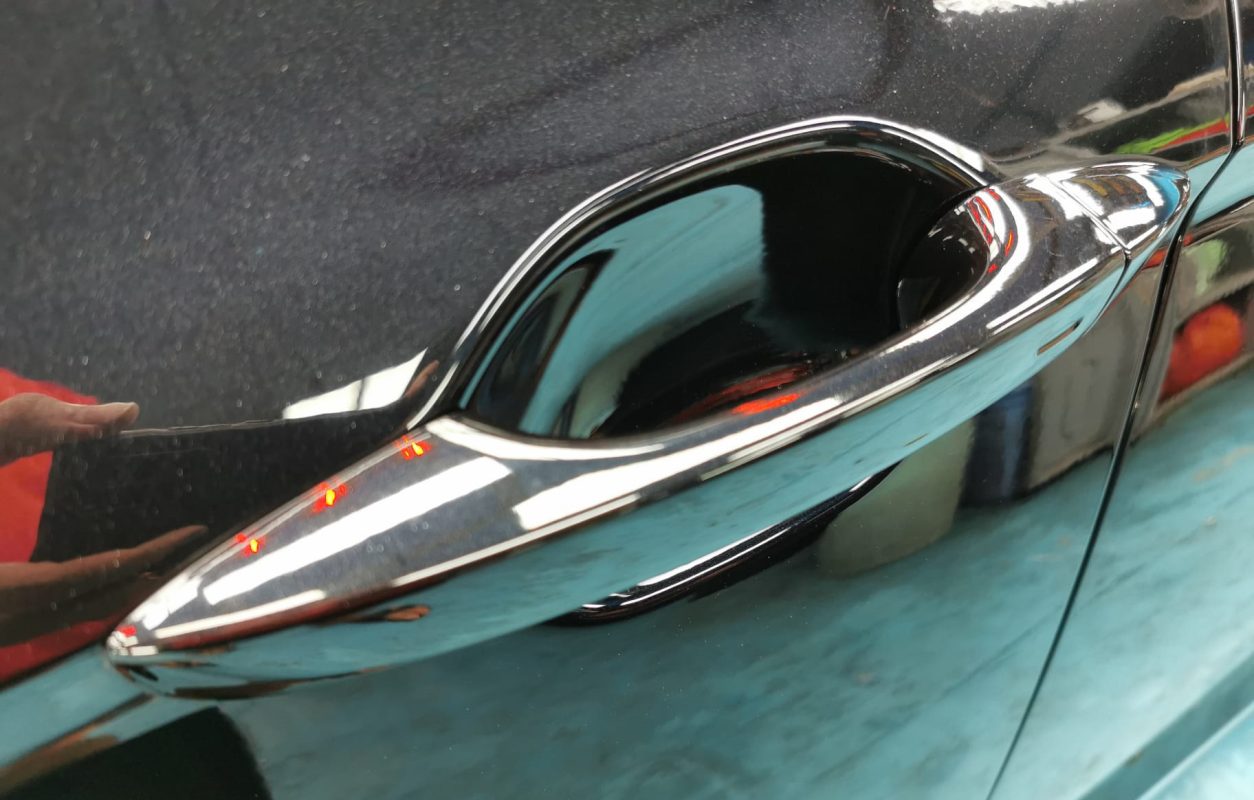 Front three-quarter view of the Volkswagen Passat after coating.