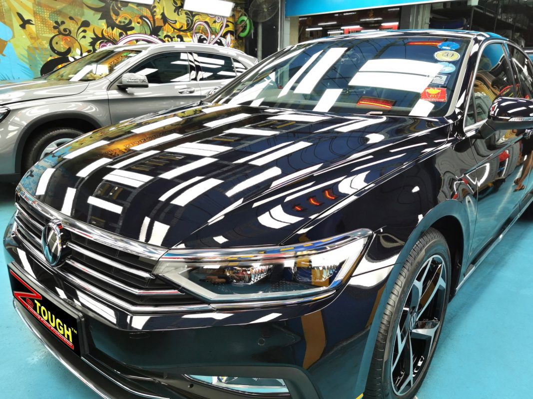 The Volkswagen Passat from a side angle after the titanium coating.