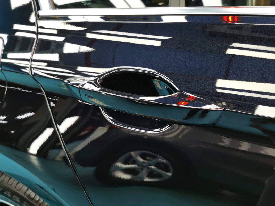 Front three-quarter view of the Volkswagen Passat after coating.