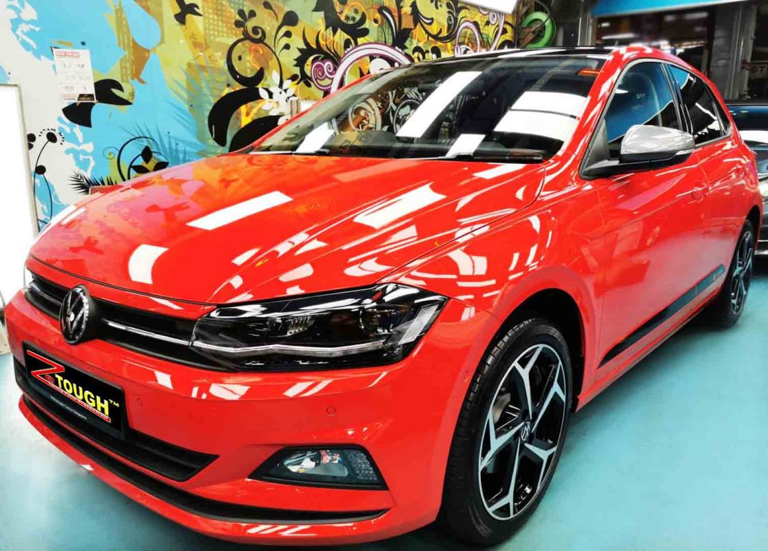 Red Volkswagen Polo, sealed with ZeTough Titanium at Revol Carz.