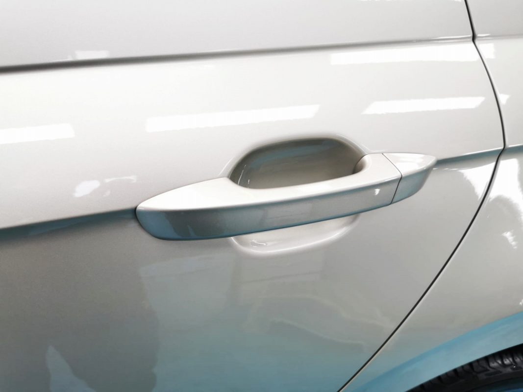 Front three-quarter view of the Volkswagen Polo after coating.