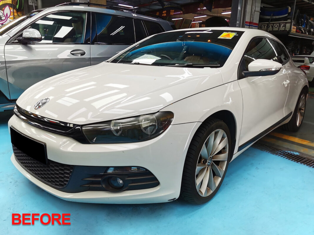 Before: the Scirocco's paintwork at the point of arrival.