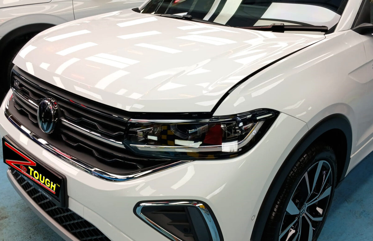 The Volkswagen T-Cross from a side angle after the ceramic coating.