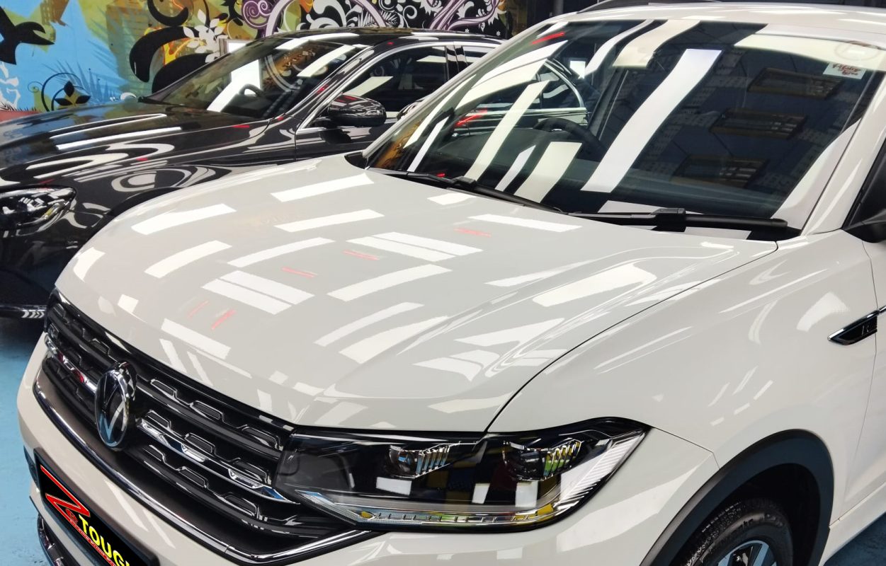 The Volkswagen T-Cross from a side angle after the ceramic coating.