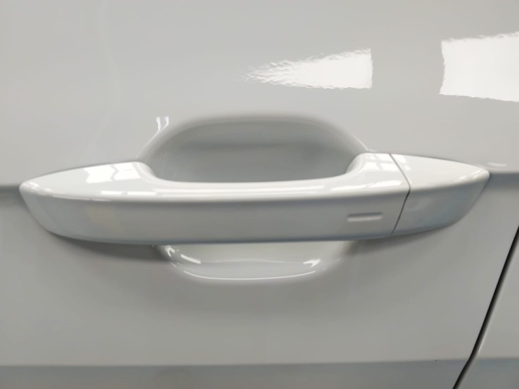 Front three-quarter view of the Volkswagen T-Cross after coating.