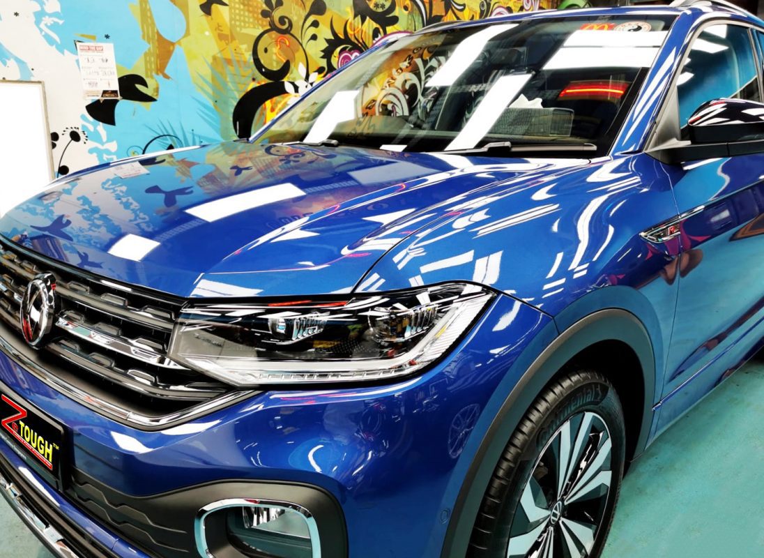 The Volkswagen T-Cross R-Line from a side angle after the ceramic coating.