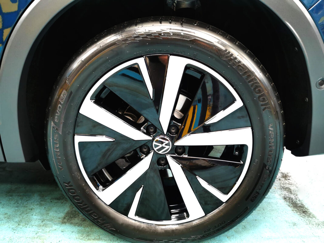 Rear quarter of the Volkswagen Tiguan, glossy and protected.