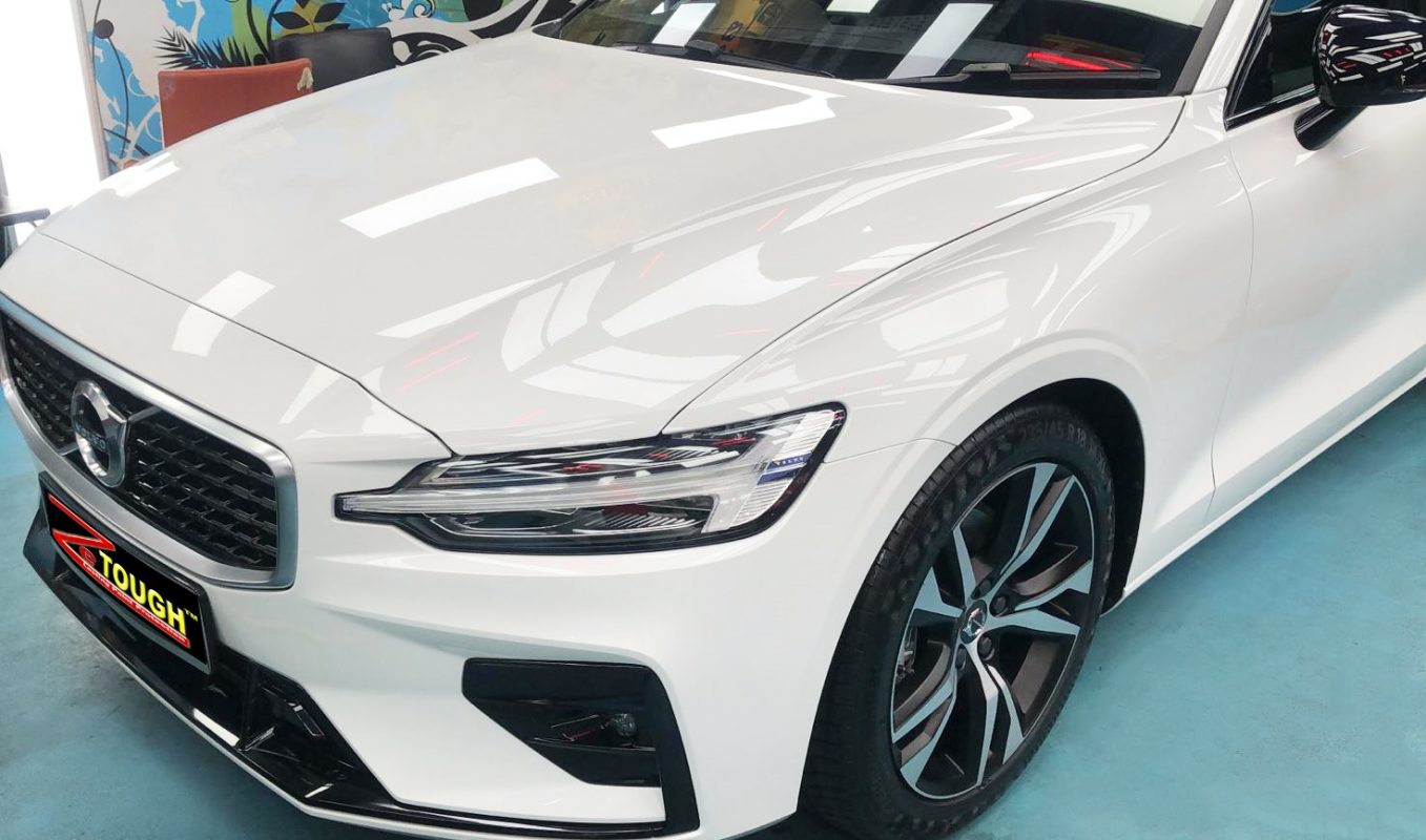 The Volvo S60 from a side angle after the titanium coating.