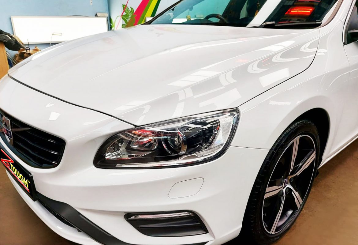 The Volvo S60 from a side angle after the titanium coating.