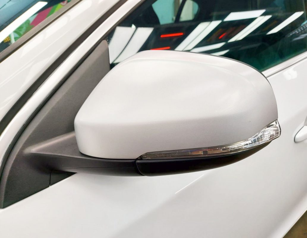 Side panel of the Volvo S60 with the titanium finish locked in.