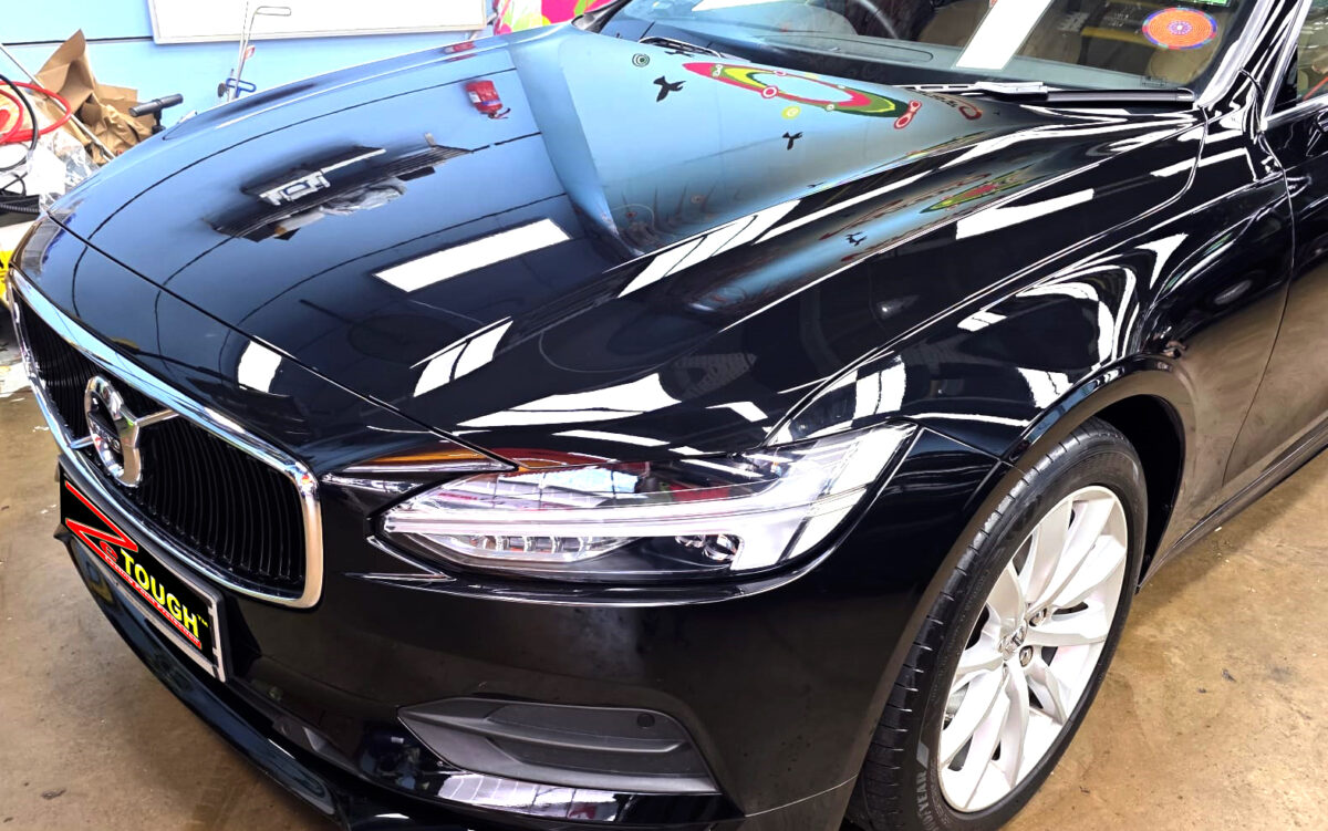 Side angle of the Volvo S90 after the titanium coating.