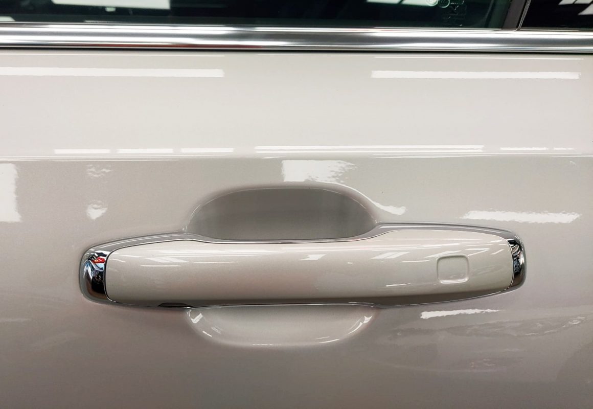 Front three-quarter view of the Volvo S90 after coating.