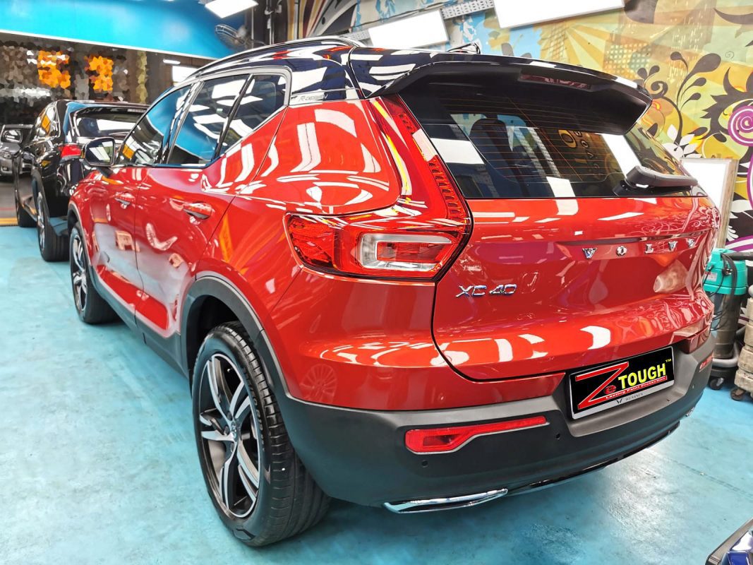 Rear view of the Volvo XC40, glossy and protected.