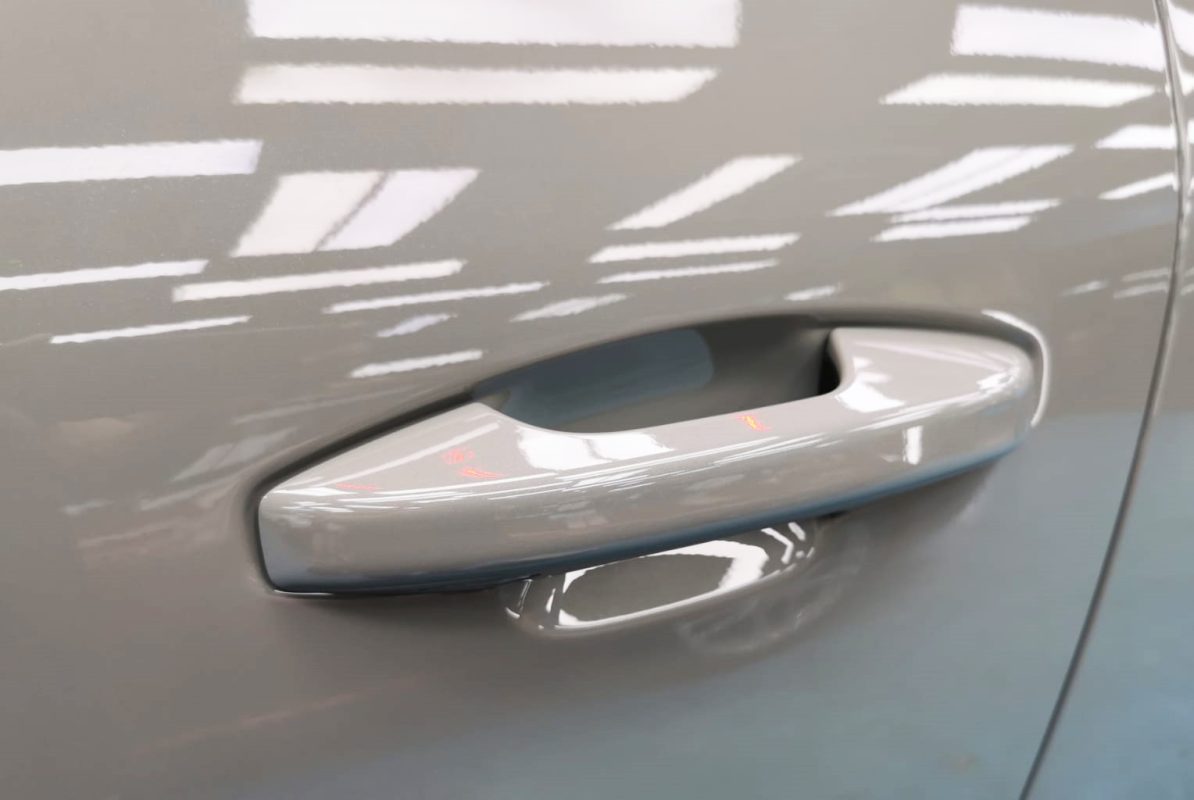 Rear quarter of the Volvo XC40, glossy and protected.