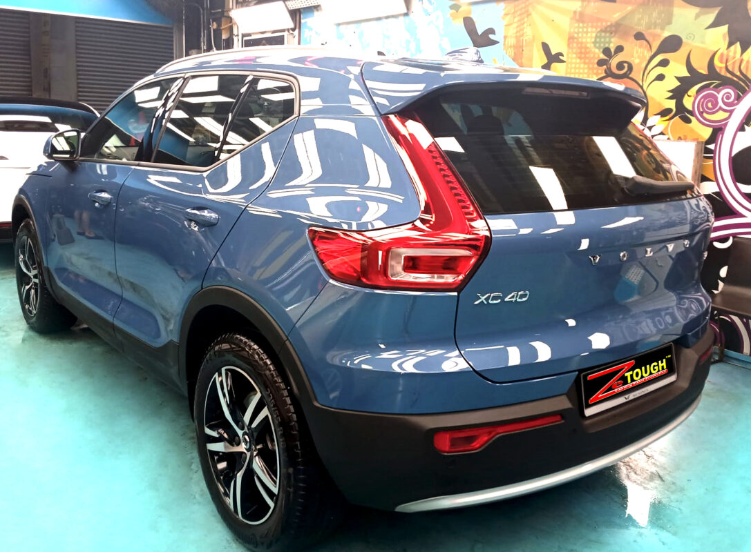 Rear quarter of the Volvo XC40, glossy and protected.