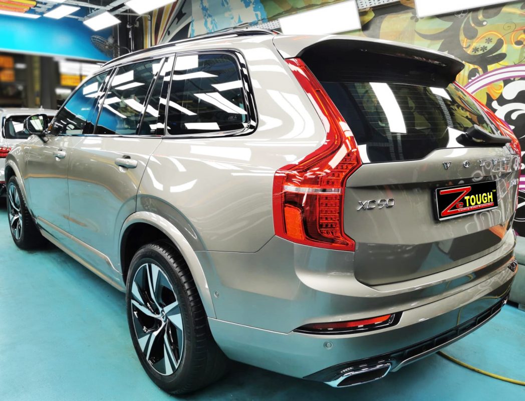 Rear quarter of the Volvo XC90, glossy and protected.