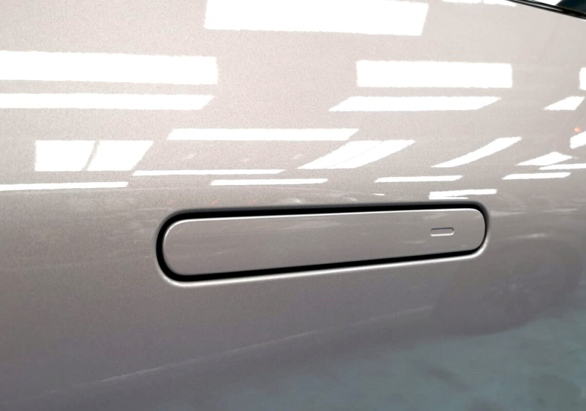 Front three-quarter view of the XPeng G6 after coating.