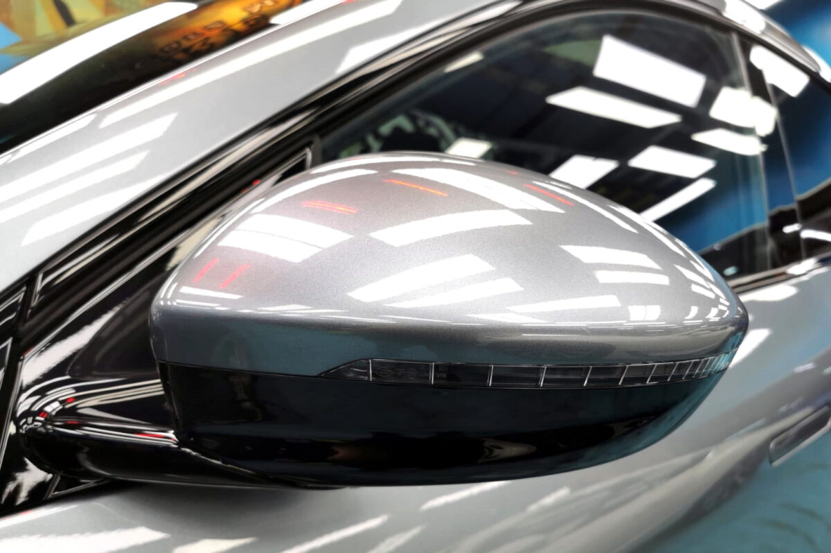 Side panel of the XPeng G6 with the titanium finish locked in.