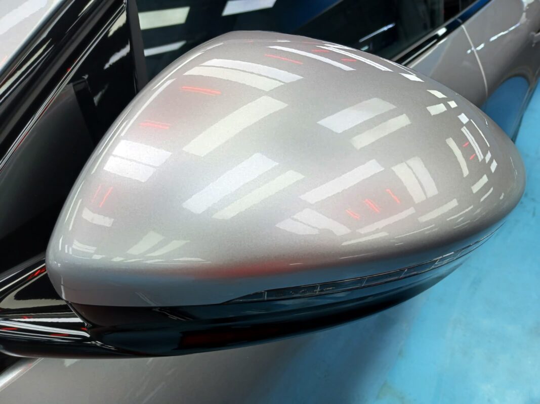 Side panel of the XPeng G6 with the ceramic finish locked in.