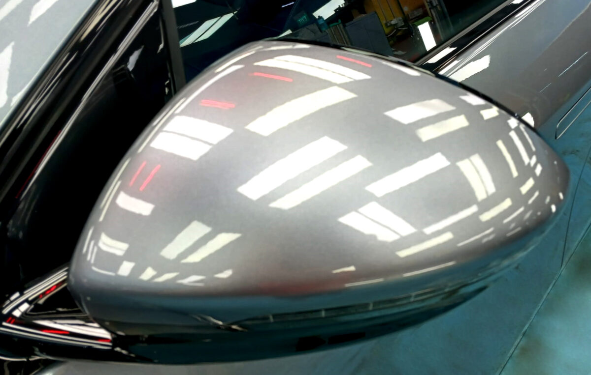 Side panel of the XPeng G6 RWD with the ceramic finish locked in.