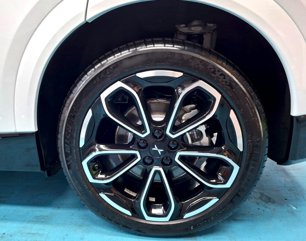 The XPENG G6 with its fresh, coated finish.