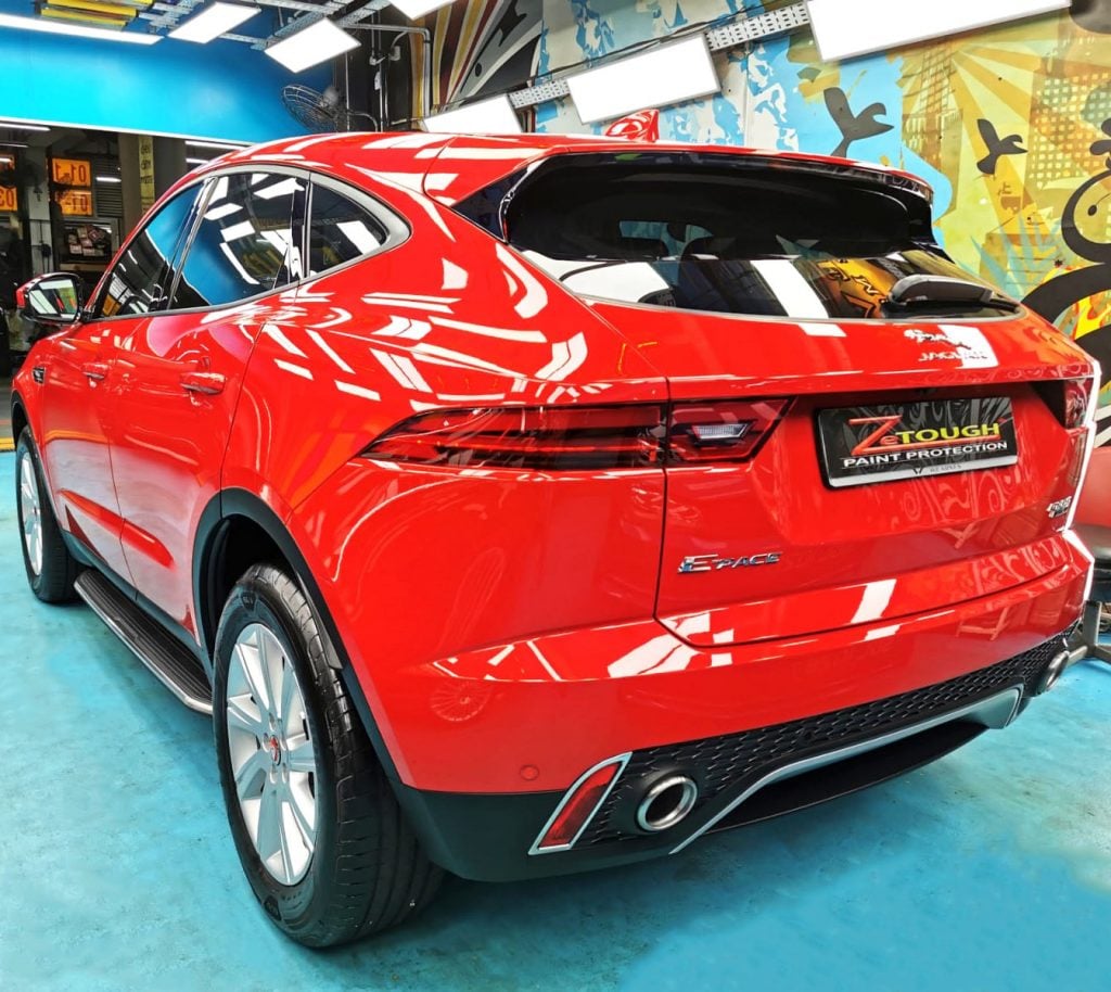 Red Jaguar E-Pace Finished a Treatment of Paint protection
