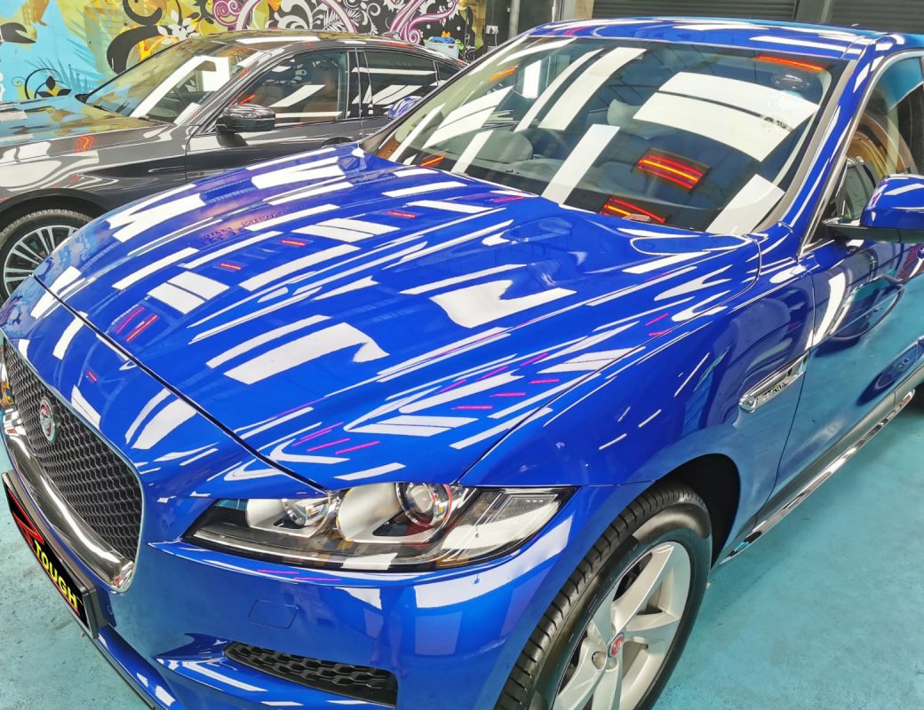 Glamorous Blue Jaguar F-Pace Ready for Paint Protection