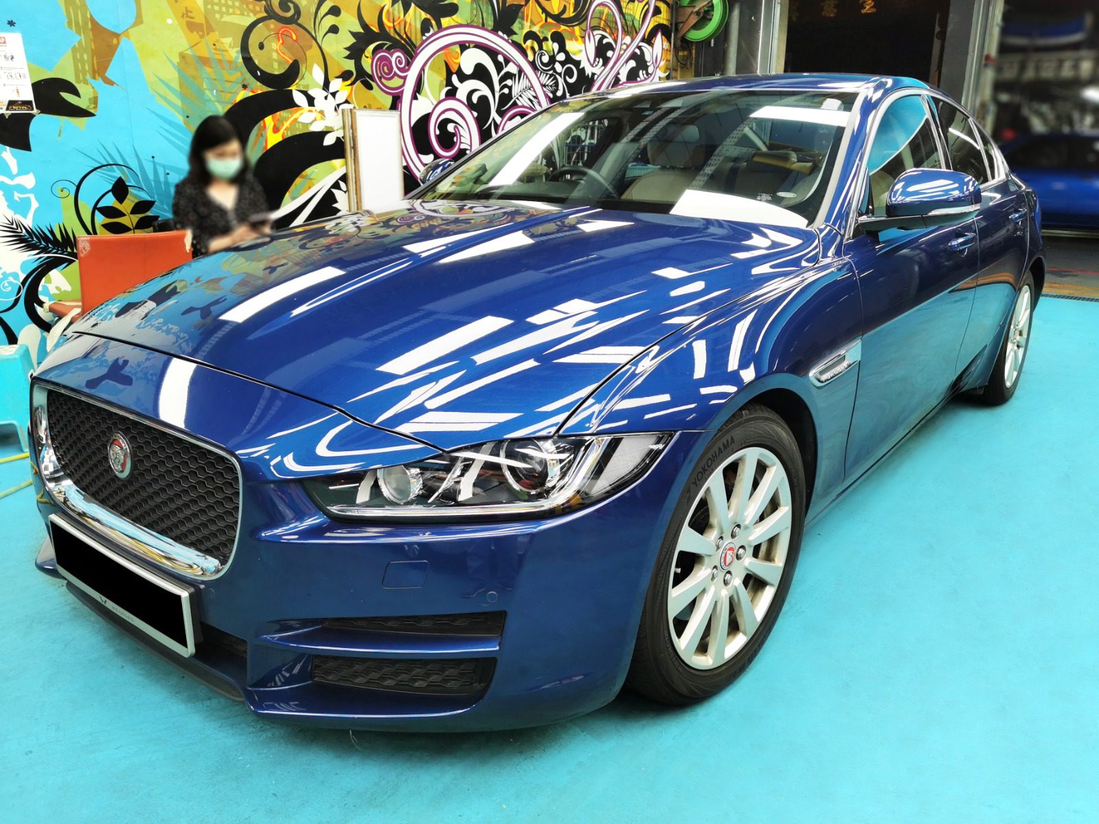 This Jaguar XE send in for a Full Car Spray Painting with Ceramic Paint Protection Coating!