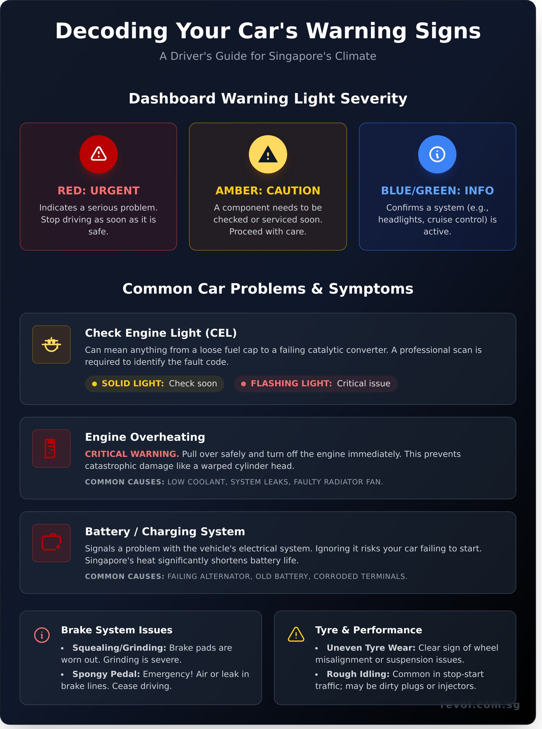 Common Car Problems in Singapore: A Driver’s Guide to Symptoms & Fixes - Infographic
