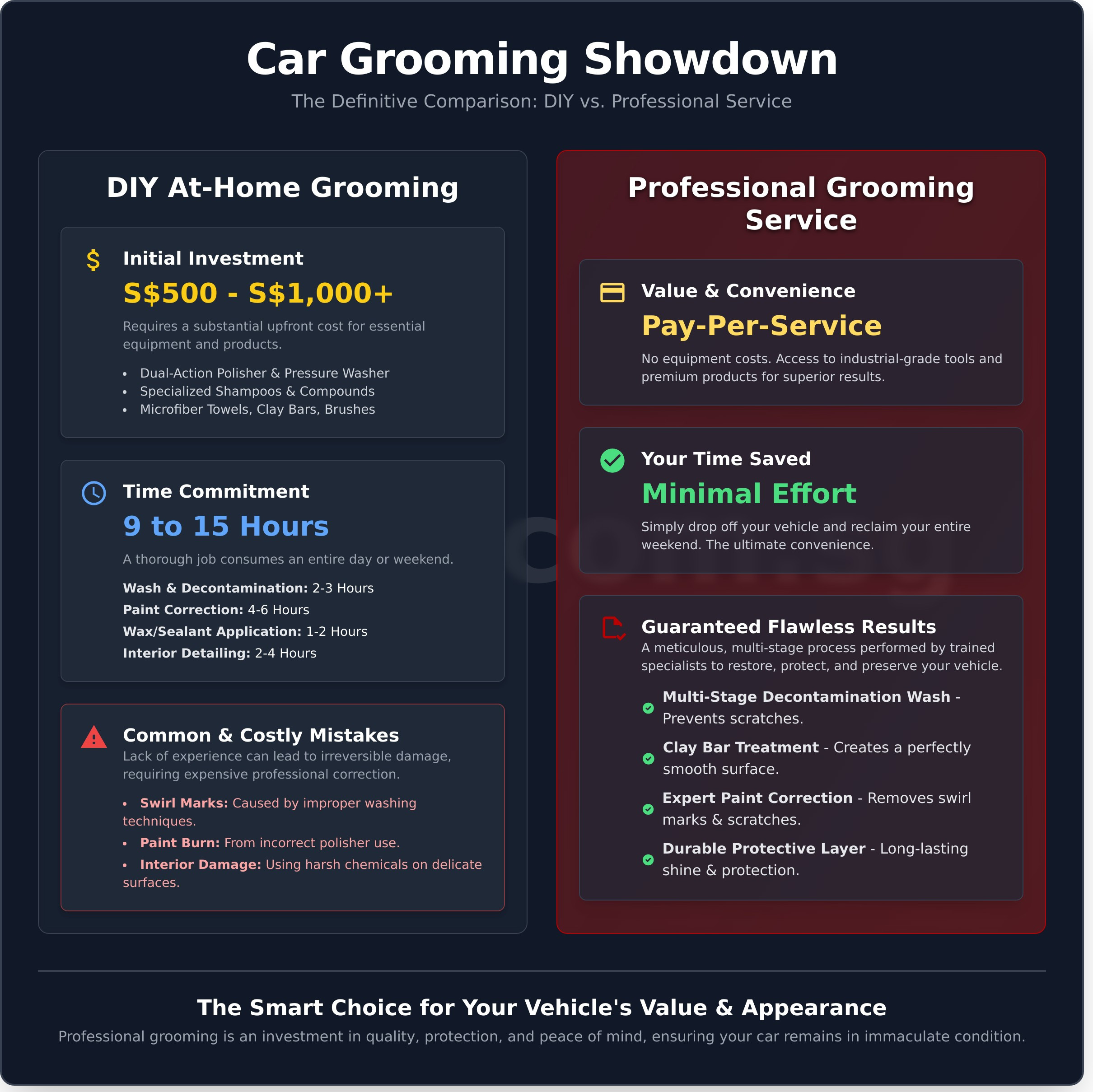 Professional Car Grooming vs. DIY: A Singapore Driver’s Guide - Infographic