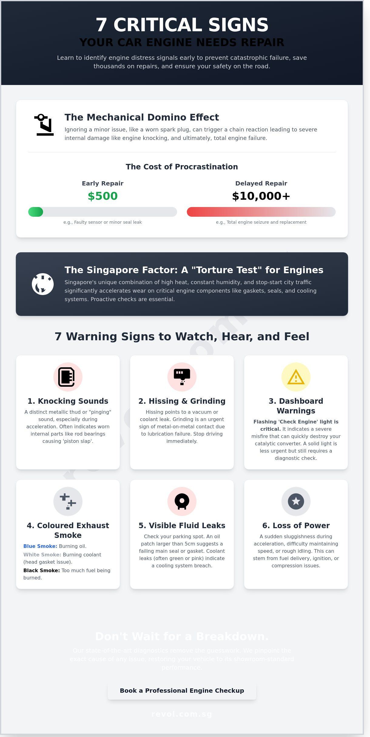 7 Critical Signs Your Car Engine Needs Repair: A Singapore Driver’s Guide - Infographic